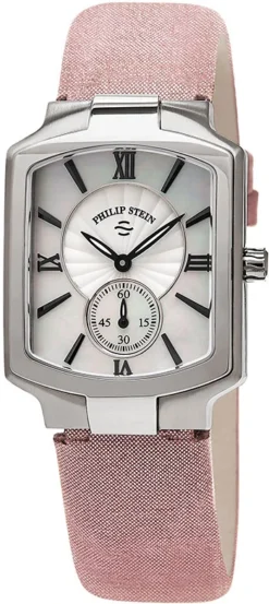 Philip Stein Classic Square Philip Stein Women's 'Classic Square' Mother Of Pearl Dial Pink Metallic Leather Strap Quartz Watch Ladies Watch Model 21-CMOP-CMLA