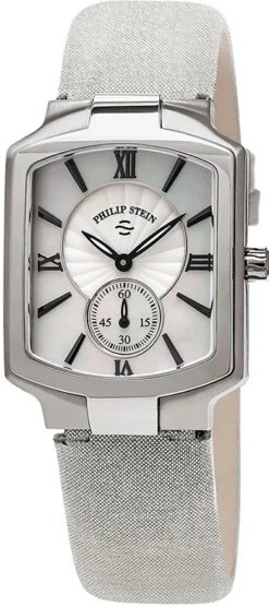 Philip Stein Classic Square Philip Stein Women's 'Classic Square' Mother Of Pearl Dial Silver Metallic Leather Strap Quartz Watch Ladies Watch Model 21-CMOP-CMS