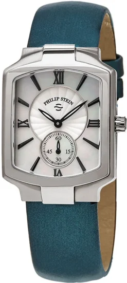 Philip Stein Classic Square Philip Stein Women's 'Classic Square' Mother Of Pearl Dial Blue Satin Strap Quartz Watch Ladies Watch Model 21-CMOP-ITL