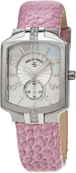Philip Stein Classic Square Philip Stein Women's 'Classic Square' Mother Of Pearl Dial Lavender Leather Strap Diamond Quartz Watch Ladies Watch Model 21SD-FMOP-CGLA